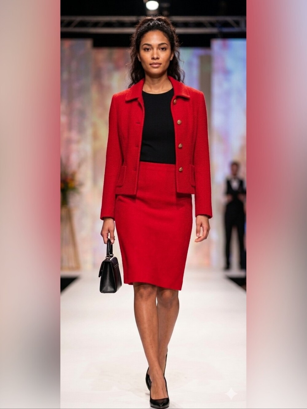 Vintage 90s Gianni Versace Couture Red Woven Pencil Skirt Medusa Lining IT 40/Sm